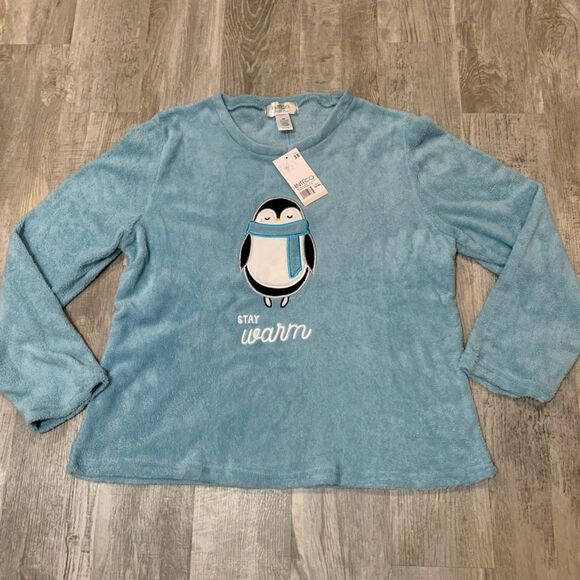 NWT INTECO intimates 3X plush fleece penguin long sleeve top - Picture 9 of 12